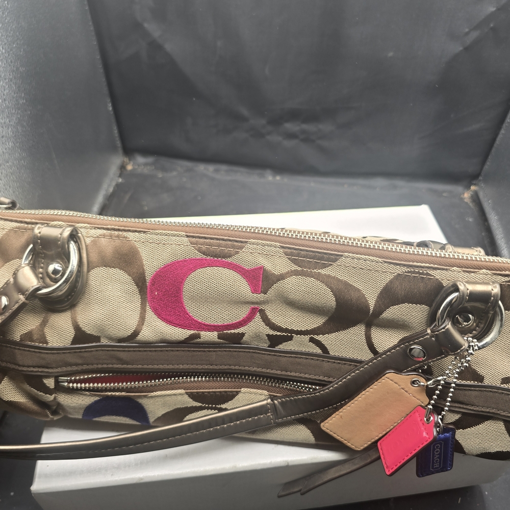 Coach Tan and Multicolor Signature Shoulder‎ Bag - Picture 7 of 7